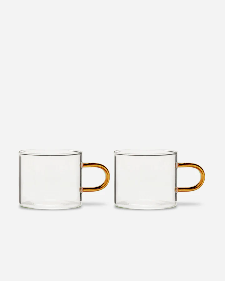 KIKO COFFEE/TEA CUP SET - AMBER HANDLE