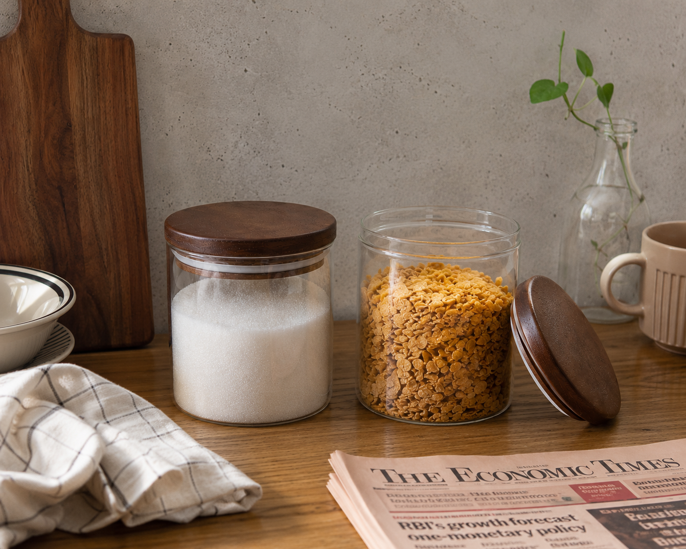 Sheesham lid Glass Storage Jars | set of 2