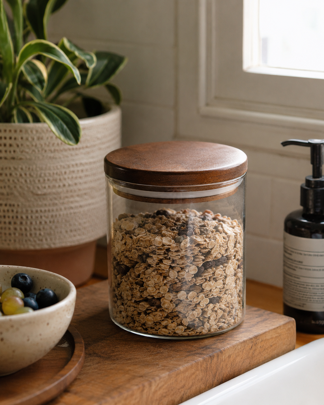 Sheesham lid Glass Storage Jars | set of 2