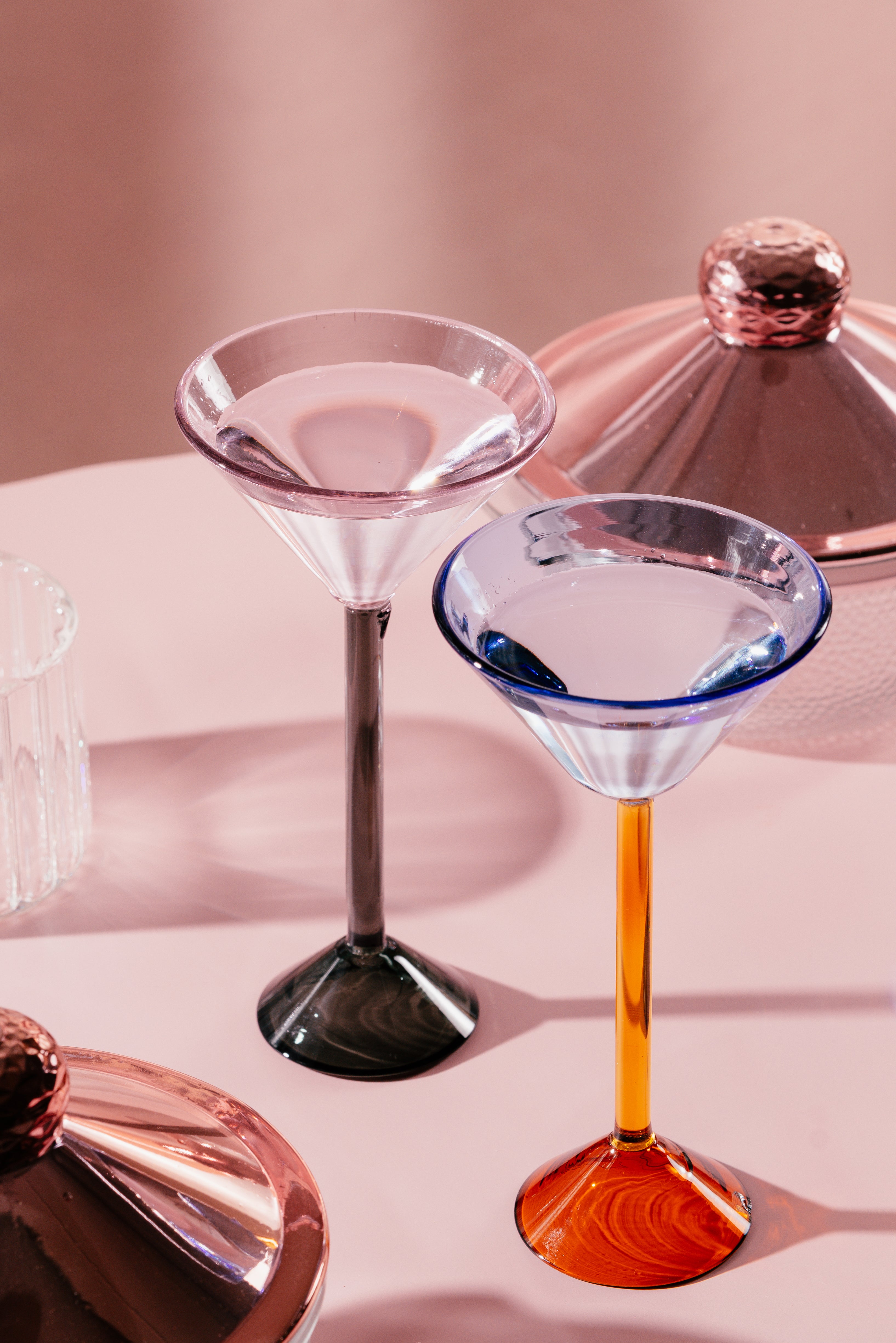 two tone cocktail glass , set of 2 (cobalt blue)