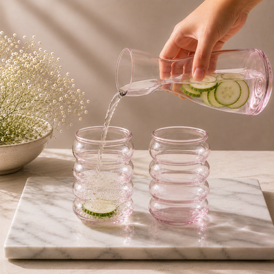 Blush borosilicate Glass set