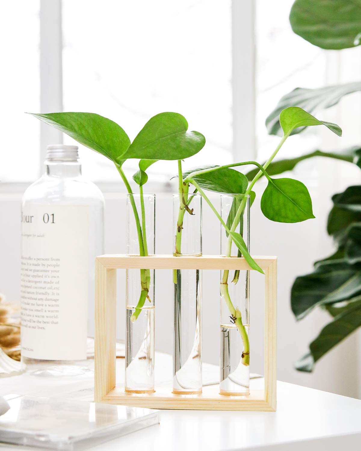 Triple Glass Planter Stand, Modern Flower Vase Stand